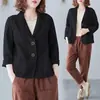 Chaqueta Corta para Mujer 2026 Primavera y Otoño Nuevo Estilo Artístico Talla Grande Holgada Casual Socialite Manga Larga Blazer Abrigo