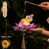 Linternas infantiles para el Festival de Medio Otoño, materiales DIY hechos a mano de loto portátil, linternas de loto estilo antiguo, decoraciones colgantes, accesorios para fotos de disfraces Hanfu