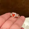 Anillo de Lujo Ligero Sailor Moon con Forma de Corazón y Piedras Preciosas, Joyería de Anillo Versátil Exquisita y de Moda con Siete Perlas