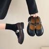 Sapatos femininos de couro com plataforma e bico redondo, novos, primavera e verão, 2025, estilo francês, retrô, estilo britânico, japonês, JK, sapatos Mary Jane