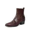 Botines Chelsea Estilo Británico Melanoides de Piel de Vaca Otoño/Invierno 2026 Tacón Grueso Tacón Medio Para Viajar Punta Cuadrada Pequeña Botines de Piel Genuina para Mujer