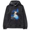 Sudadera con Capucha Oversize Lavada Vintage Estampado Vintage Retro de Dibujos Animados Japoneses