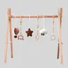 Ornamento de Madeira Decorativo Estilo Nórdico para Fitness Bebê Recém-nascido Barra de Fitness para Bebê Brinquedo Sino Barra de Fitness Pendurado