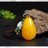 Colgante de Gota de Agua de Cera de Abeja Amarilla, Collar de Cuerda Trenzada de Jade, Colgante de Paz y Seguridad, Cadena para Suéter, Colgante Unisex de Buda Maitreya