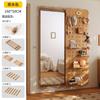 Painel Perfurado de Madeira Maciça Espelho de Vestir Porta Integrada Prateleira de Armazenamento Traseira Estilo para Casa Espelho de Corpo Inteiro para Parede Cabideiro de Entrada