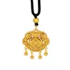 Ping An Campanilla Candado Colgante Color Oro Imitación 3D Oro Duro Método Antiguo Oro Arena Oro Hueco Colgante de Cuerda de Campanilla Regalo