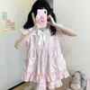 Pijama Xadrez Rosa para Mulheres Verão Renda Manga Curta Novo Doce e Fofo Roupa Externa Conjunto para Menina Estudante Roupa de Casa
