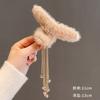 Celebridad de Internet 2021 Nuevo Otoño e Invierno Pinza para el Cabello Adorno de Cabeza Lazo de Felpa Borla Horquilla Pinza para la Parte Trasera de la Cabeza Horquilla para Mujer
