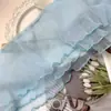 Tela de Falda de Cortina de Cama de Malla Plisada Densa Color Azul Lago Ensanchada de 15 cm para Muñeca Diy Decoración