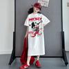 Vestido Camiseta de Niña para Niños Grandes Vestido de Verano con Abertura Larga Vestido Holgado para Niños Manga Corta Estilo Coreano Falda de Niña