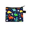 2021 Cartoon Dinosaur Print Children's Coin Bolsa Estudante Bolsa de Cartão de Poliéster Simples Moda Moeda Quadrado Saco de Armazenamento