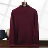 Suéter de cachemira para hombre con cuello semi-alto, color liso, tejido de punto business casual, corte holgado, lujo ligero, engrosado, cálido, suéter de capa base