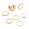 Anillos Estilo Discoteca Vintage Lote Mixto Set Creativo de Anillos con Forma de Serpiente Incrustados de Diamantes Anillos para Nudillos con Diamantes Negros de 7 Piezas Venta al por Mayor