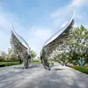 Escultura Grande de Acero Inoxidable Acero Patinable Paisaje Urbano Vestíbulo de Ventas de Hotel Personaje Animal Adornos Metálicos Abstractos