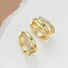 Pendientes Populares, Diseño de Nicho Transfronterizo Europeo y Americano, Pendientes de Fila de Diamantes de Doble Capa y Doble Círculo Incrustados con Diamantes, Lujo Ligero, Pendientes Exquisitos y de Moda