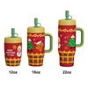 Combinación de Colores Navideños Termo Infantil de 18 oz con Asa a Prueba de Polvo Taza Personalizada de Acero Inoxidable 304 con Popote Anti-Atragantamiento Olla Infantil