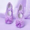 Zapatos de Baile Pequeños Frescos Estilo Coreano para Niños Zapatos de Baile Ballet Satén Mariposa Zapatos de Práctica Corporal para Niñas 8006