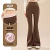 Pantalones de Yoga Micro Acampanados Forrados de Polar para Mujer, Ropa de Abrigo, Novedad Otoño/Invierno 2026 Cintura Alta Control de Abdomen Extra Largos para Personas Altas Pantalones Acampanados Tiburón