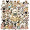 50 pegatinas vintage de gatitos de palacio estilo europeo para uso transfronterizo, materiales de collage collage de acuarela pintados a mano de gatitos para vestidos Lolita para journaling