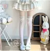 MediasLolita de Encaje Dulce hasta la Rodilla para Mujer, Calcetines Altos Lolita Estilo Ballet Blancos, Calcetines de Muslo