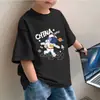 Camiseta de algodón puro de manga corta para niño de verano, nuevo top infantil de cuello redondo, ropa de verano holgada, ropa de bebé elegante y a la moda