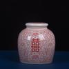 Vaso Azul e Branco com a Palavra Feliz de Jingdezhen 2024 Ornamentos Cerâmicos Estilo Chinês Decorações Criativas para Casa Sala de Estar Arranjo de Flores Porcelana