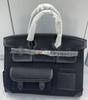 Bolso Birkin de 25 cm en Piel Cargo-Swift con Bolsillo Interior de Lona y Correa de Hombro de Puntos (M06Bk)