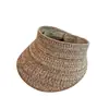 Sombrero de Copa Vacío Tejido de Lino de Verano para Mujer, Lujo Ligero, Plegable, Casual, Versátil, Sombrero para el Sol, Sombrero para el Sol de Viaje al Aire Libre