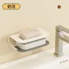 Estante para jabón de encimera de baño, estante de almacenamiento de caja de jabón con drenaje para baño, estante de drenaje para esponja de lana de acero para fregadero de cocina