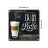 Tableros de exhibición de hojalata hechos a medida para bebidas premium, paneles de exhibición cuadrados de 20/30 cm, arte de hojalata estilo barista