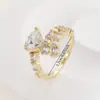 Anillo de Zirconia Sencillo y Exquisito Estilo Coreano Ins para Mujer, Diseño de Nicho, Anillo Abierto Ajustable, Joyería de Perlas