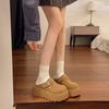 Meias Pantufas Fechadas Estilo Birkenstock Retrô para Mulheres, Pantufas de Algodão Peculiares com Solado Grosso que Aumenta a Altura, Novo Estilo Outono e Inverno