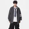Nuevo suéter de punto con capucha para otoño e invierno para hombre, chaqueta cárdigan de tres rayas, estilo old money, venta al por mayor de fábrica transfronteriza