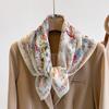 Bufanda floral de algodón y lino estilo pastoral, 70 pañuelos cuadrados pequeños, bufanda fina para mujer, chal, bufanda de lino, camisa combinable