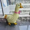 Balão de folha de alumínio com rodas para puxar, em formato de animal, brilhante, para feiras noturnas, barracas de rua, brinquedos infantis, atacado, produtos quentes de venda transfronteiriça
