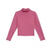 Camiseta Niña Elefante Tutú 2026 Otoño/Invierno Nueva Color Sólido Bordes Volantes Camiseta Básica Top Cuello Alto Padre-Hijo