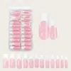 Unha Postiça Quadrada Amêndoa Branca Francesa com Borda Branca - Caixa de Unhas Usável com 120 Peças - Manicure Unhas Removíveis