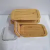 Caja para Conservar Alimentos Frescos con Tapa de Bambú, Tapa Selladora de Lata de Hierro, Vidrio con Tapa de Bambú