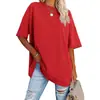 2024 Nuevo Comercio Exterior Amazon Transfronterizo Europa y América Camiseta Lisa de Color Sólido de Verano Casual Cuello Redondo Manga de Hombro Top
