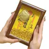 Marco de Fotos del Dios de la Riqueza 999 Oro Puro, Adorno Pequeño del Dios de la Riqueza, Lingote de Oro de Cristal, Regalo de Negocios para Atraer Riqueza