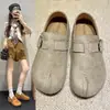 Zapatos de mujer tipo Birkenstock, con plataforma gruesa, que aumentan la altura, completamente cerrados, colección otoño 2026, mocasines slip-on de gamuza