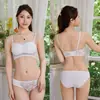 Conjunto de Sutiã Sem Fio Respirável com Renda e Suporte Lateral e Lindo Design nas Costas para Jovens Mulheres