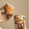 El segundo episodio de la taza de té de pareja de dragón y fénix con esmalte dorado de porcelana de jade de sebo, taza de maestro especial personal, selección de regalos de alta gama