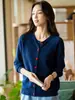 Cardigan Tricotado 100% Caxemira Pura Novo para Outono e Inverno Feminino Jaqueta Suéter de Gola Redonda com Botões de Coração Camisa de Manga Longa que Reduz a Idade