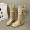 Moda estilo 2026, botas largas para mujer con hebilla de cinturón, gamuza, cálidas, adelgazantes y forradas de felpa, nuevo modelo de otoño e invierno