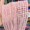 Contas Facetadas de Quartzo Rosa Naturais Fio Longo Contas Semi-Acabadas Mineral Bruto DIY Acessórios de Cabelo Pulseira Colar Atacado