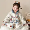 Conjunto de Pijama para Niña Otoño e Invierno Bebé Niña Cálido Forro Polar Coral Doble Capa Aterciopelado Engrosado Ropa de Casa Franela Dos Piezas