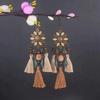 Aretes Turquesa Bohemios Europeos y Americanos Retro Búho Geométricos Atrapasueños Pluma Borla Aretes Mujeres