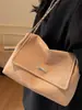 Bolsa Tote Casual de Couro Sintético de Alta Qualidade Estilo Coreano, Textura Macia e Lisa, Nova Coleção Primavera 2026, Bolsa de Ombro com Corrente Nicho para Mulheres