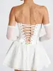 Vestido Corto Formal sin Tirantes con Cintura Fruncida Ceñida al Cuerpo Corsé de Ballenas en la Cintura Dobladillo Amplio Falda Corta Esponjosa Nuevo Vestido sin Tirantes Verano 2026